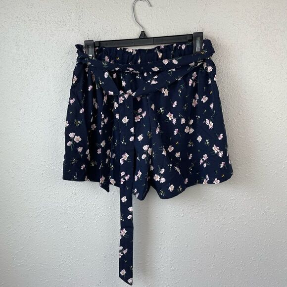 Romwe Navy Blue Floral Shorts Size L EUC - Picture 3 of 5